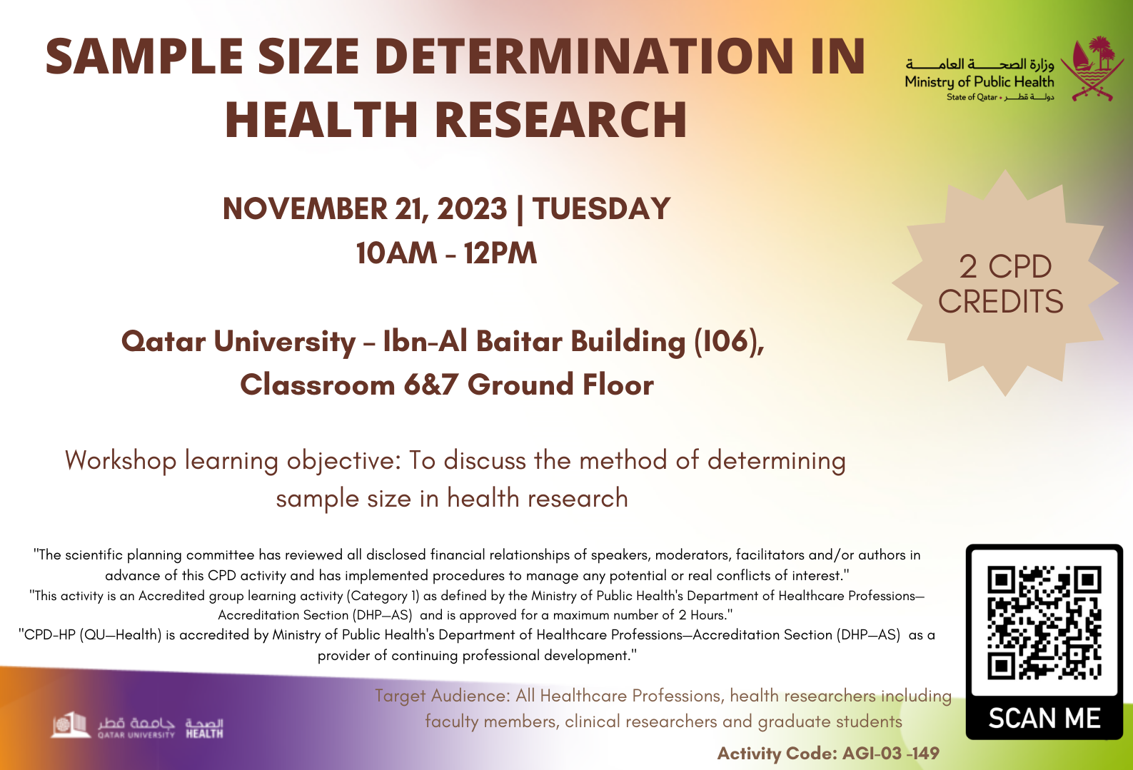 Sample Size Determination Workshop Poster